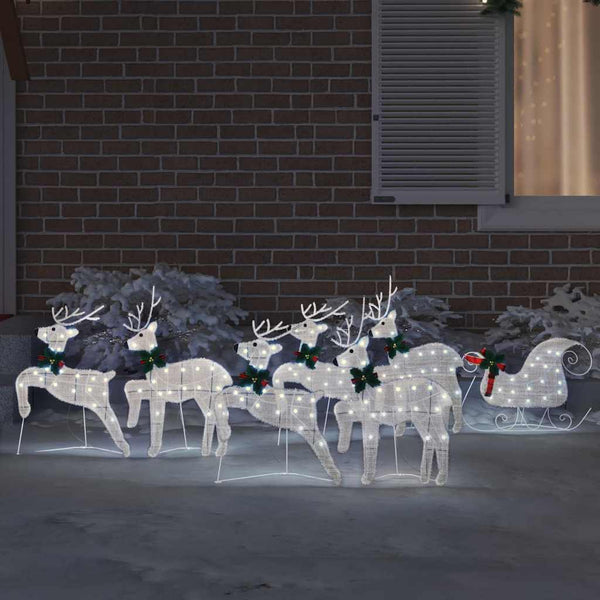 LED-Weihnachts-Rentiere 7 Stk. Silber Stoff