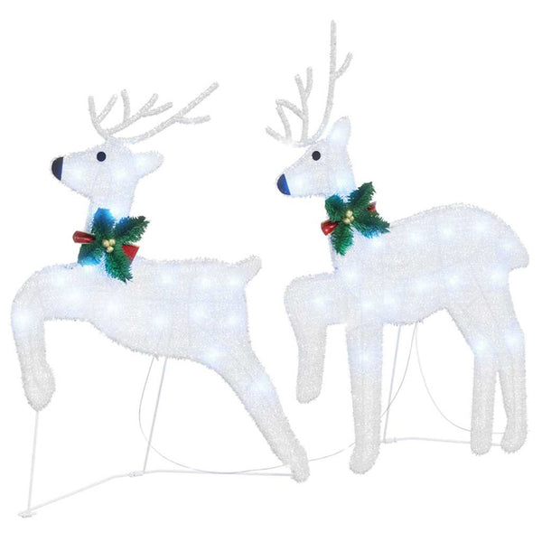 LED-Weihnachts-Rentiere 7 Stk. Silber Stoff