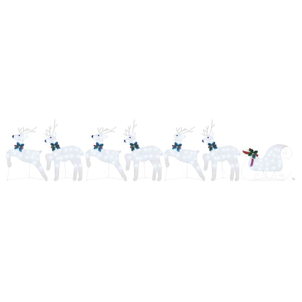 LED-Weihnachts-Rentiere 7 Stk. Silber Stoff