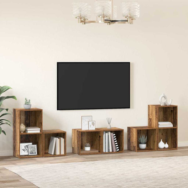 TV-Lowboard-Set Wandmontage 6-teilig Altholz Holzwerkstoff