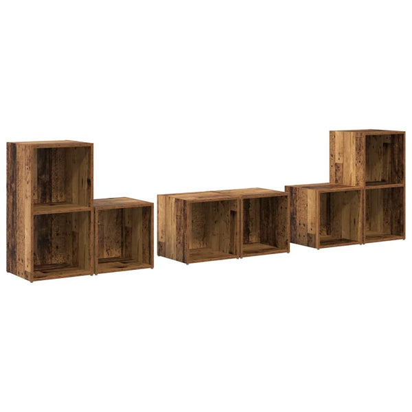 TV-Lowboard-Set Wandmontage 6-teilig Altholz Holzwerkstoff