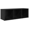 Wandmontiertes TV-Schrank-Set 3-teilig Schwarz Holzwerkstoff