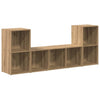 Wandmontierter TV-Schrank, Set, 3-teilig, Braun, Holzwerkstoff