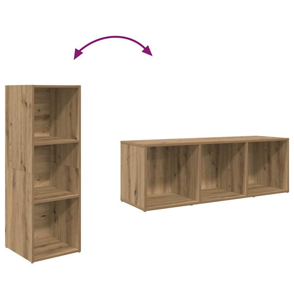 Wandmontierter TV-Schrank, Set, 3-teilig, Braun, Holzwerkstoff