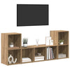 Wandmontierter TV-Schrank, Set, 3-teilig, Braun, Holzwerkstoff