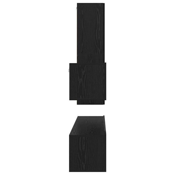 TV-Wandhalterung 4 Teile Schwarz Eiche Technisches Holz