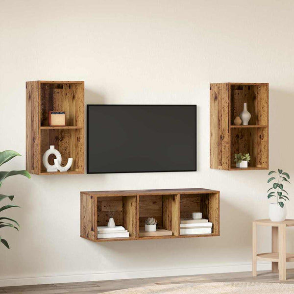 Altholz TV-Möbel-Set Wandmontage 3-teilig