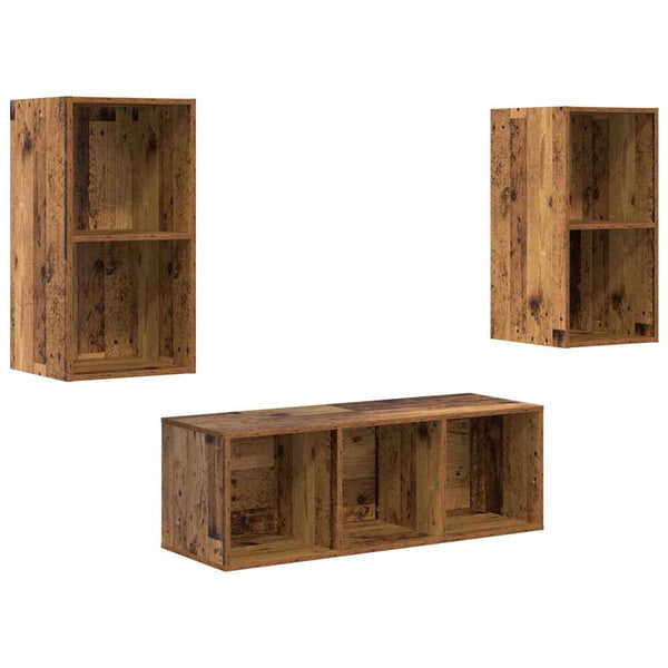 Altholz TV-Möbel-Set Wandmontage 3-teilig