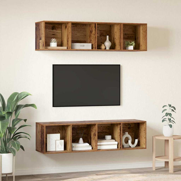TV-Lowboard-Set 3-teilig Wandmontage Altholz Technische Holzart