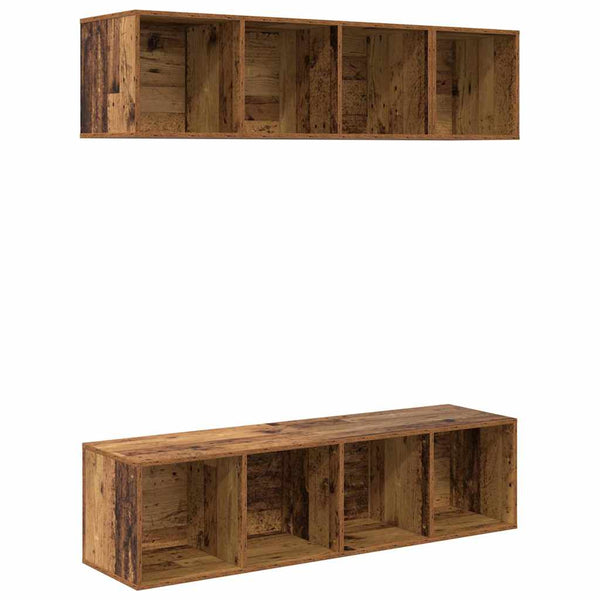TV-Lowboard-Set 3-teilig Wandmontage Altholz Technische Holzart