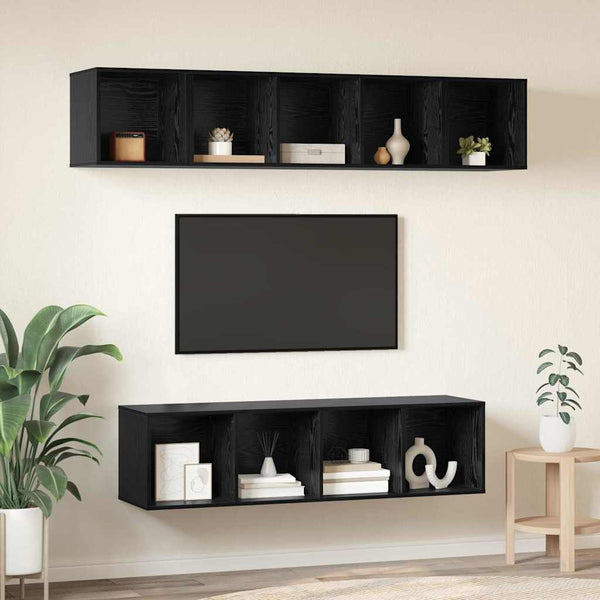 TV-tasosetti Musta tammi 4-osainen Seinäkiinnitettävä. Tekninen puu