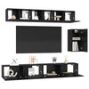 TV-Schrank-Set 6-teilig Wandmontage Schwarz Eiche Holzwerkstoff