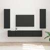 Schwarzer TV-Schrank aus Holzwerkstoff, Wandmontage, 3-teiliges Set