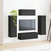 Schwarzer TV-Schrank aus Holzwerkstoff, Wandmontage, 3-teiliges Set