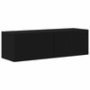 Schwarzer TV-Schrank aus Holzwerkstoff, Wandmontage, 3-teiliges Set