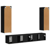 Schwarzer TV-Schrank aus Holzwerkstoff, Wandmontage, 3-teiliges Set