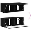Schwarzer TV-Schrank aus Holzwerkstoff, Wandmontage, 3-teiliges Set