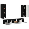Schwarzer TV-Schrank aus Holzwerkstoff, Wandmontage, 3-teiliges Set