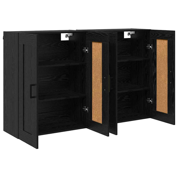 2 wandmontierbare Schränke aus schwarzer Eiche.