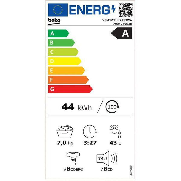 Beko pesukone 7 kg 1200 rpm valkoinen