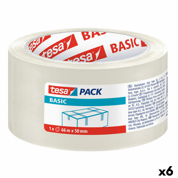 TESA Läpinäkyvä Pakkausteippi 50 mm x 66 m (6 rullaa)