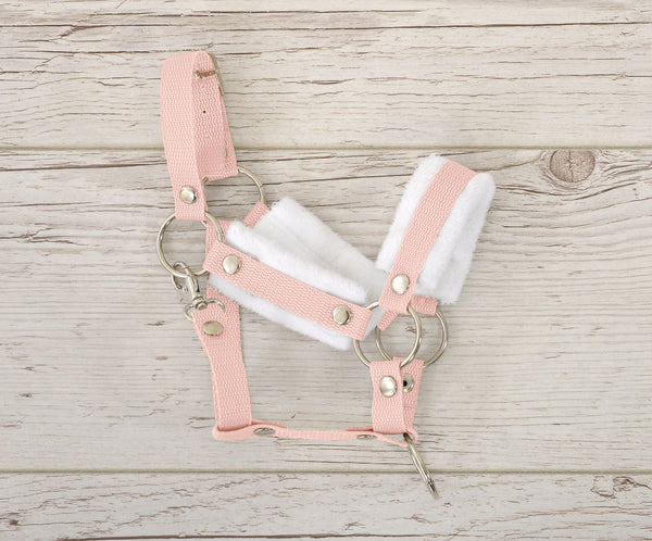 Steckenpferdzaum - Powder Pink mit weißem Fell