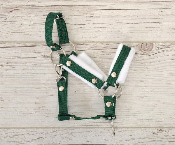 Stockholms Halfter - Bottle Green With White Furry