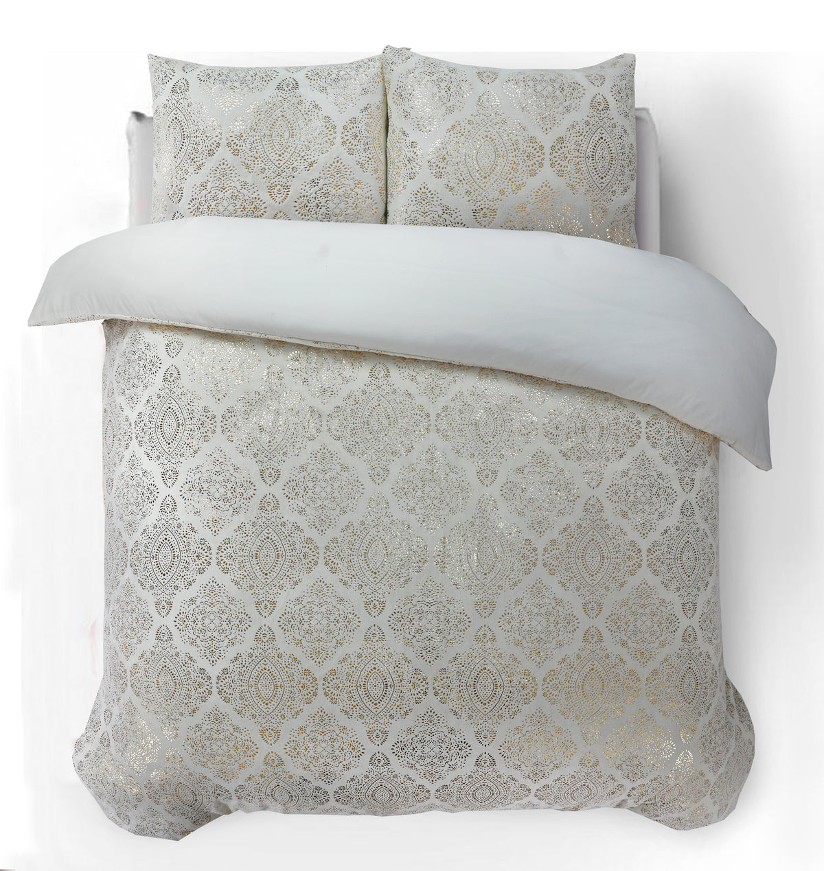 Glamour Flannel Art Foil Cream Duvet Cover Set