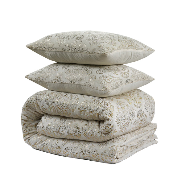 Bettwäsche-Set Glamour Flanell Art Folie Creme