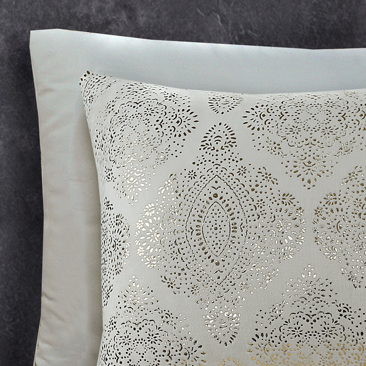 Glamour Flannel Art Foil Cream Duvet Cover Set