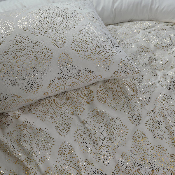 Bettwäsche-Set Glamour Flanell Art Folie Creme