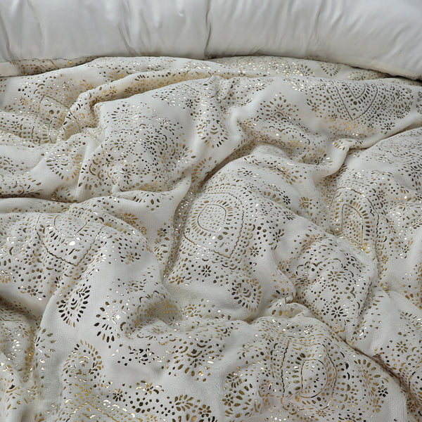 Bettwäsche-Set Glamour Flanell Art Folie Creme