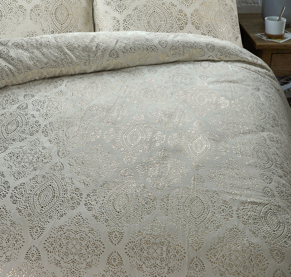 Bettwäsche-Set Glamour Flanell Art Folie Creme