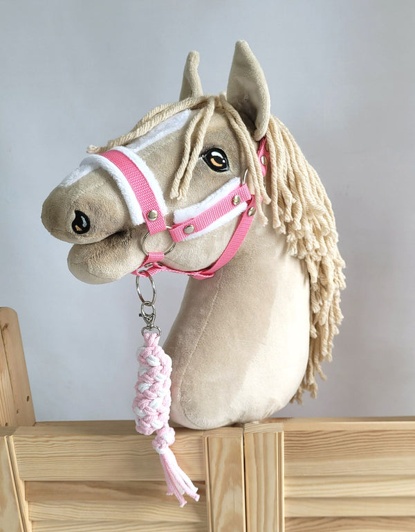 Halfterseil für Steckenpferd - Weiß-Rosa