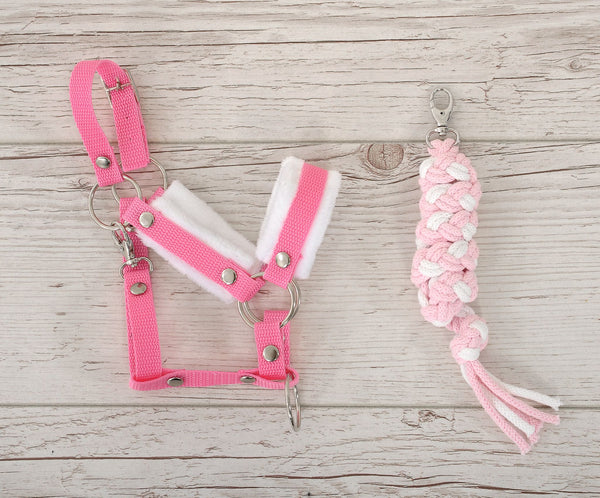 Halfter und Führstrick A3 - Pink für Steckenpferd