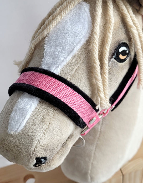 Halfter und Führstrick für Steckenpferd, pink A3