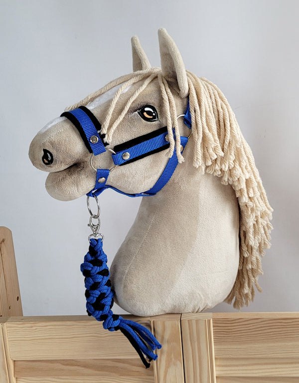 Halfter für Steckenpferd - Schwarz-Blau