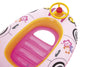 Bestway 34103 -lautta sinivalkoisilla autoaiheisilla kuoseilla ja aurinkosuojalla.