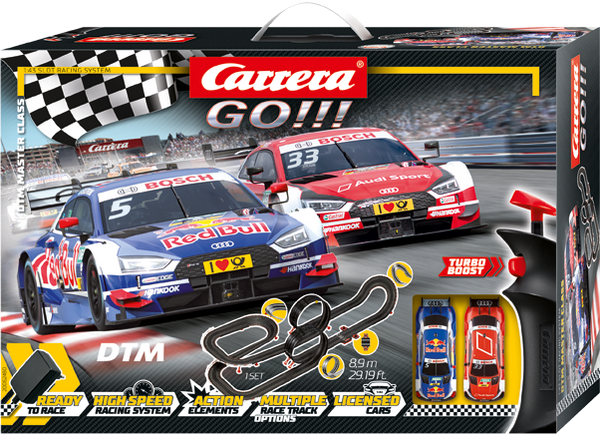 Carrera Go -autorata, DTM Master Class -setti, joka sisältää 89 metriä rataa, kääntöjä ja kaarteita.