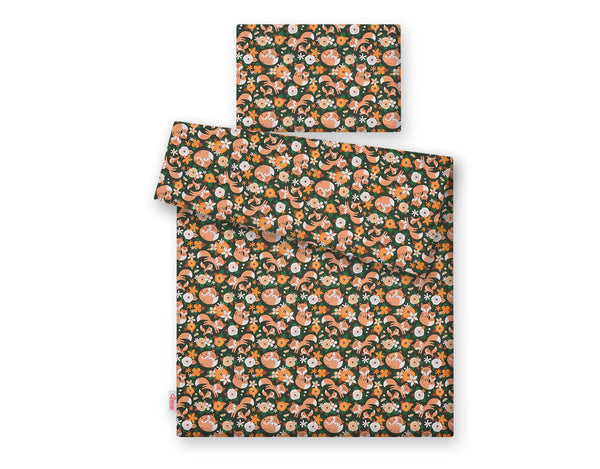 Bettwäsche-Set für Babys – 135x100cm – Fuchs-Familie auf der Wiese