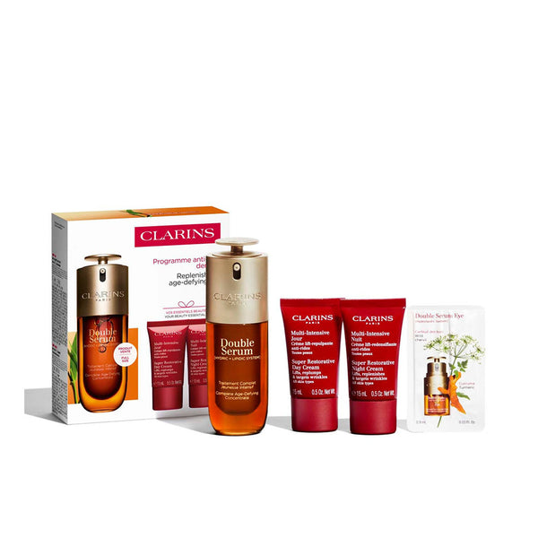 Clarins Kaksinkertainen seerumikotelo 4 osaa | Vuodevaatteet.fi