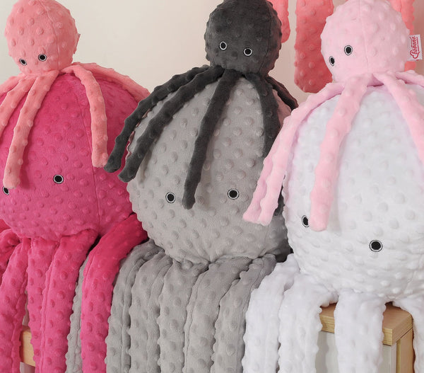Kuscheltier Krake – gepunktetes Minky