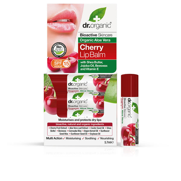 Dr. Organic Aloe vera and cherry huulivoide spf15 5.7 gr | Vuodevaatteet.fi
