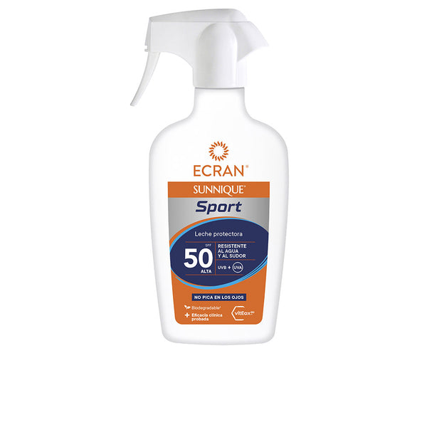 Ecran sunnique sport suojaava maitosuihke spf50 suihkupullo 270 ml | Vuodevaatteet.fi