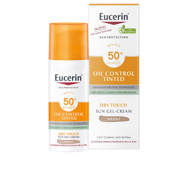 Eucerin Sun protection öljy kuiva kosketus geelivoide väri spf50+ #medium 50 ml | Vuodevaatteet.fi