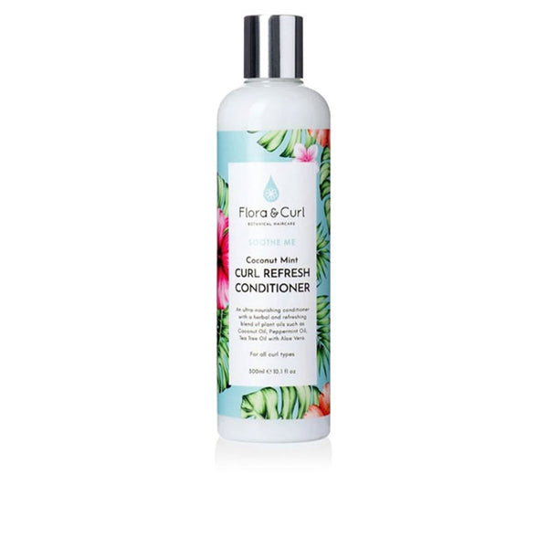 Flora And Curl Soothe me kookos-minttu kiharoille virkistävä hoitoaine 300 ml | Vuodevaatteet.fi