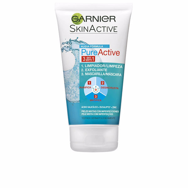 Garnier Pure active 3 in 1 puhdistusgeeli rasvaiselle iholle 150 ml | Vuodevaatteet.fi