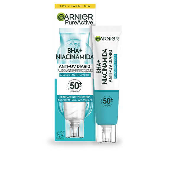 Garnier Pure active bha + niacinamide anti-blemish fluid spf50+ 40 ml | Vuodevaatteet.fi