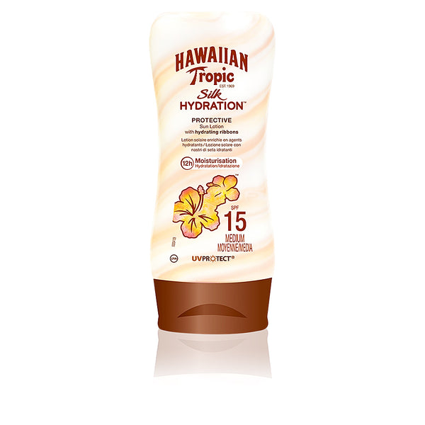 Hawaiian Tropic Silk hydration aurinkosuojalotion spf15 180 ml | Vuodevaatteet.fi