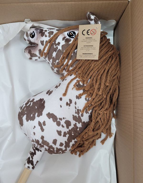 Premium Steckenpferd / Hobby Horse - Brauner Leopard mit braunem A3